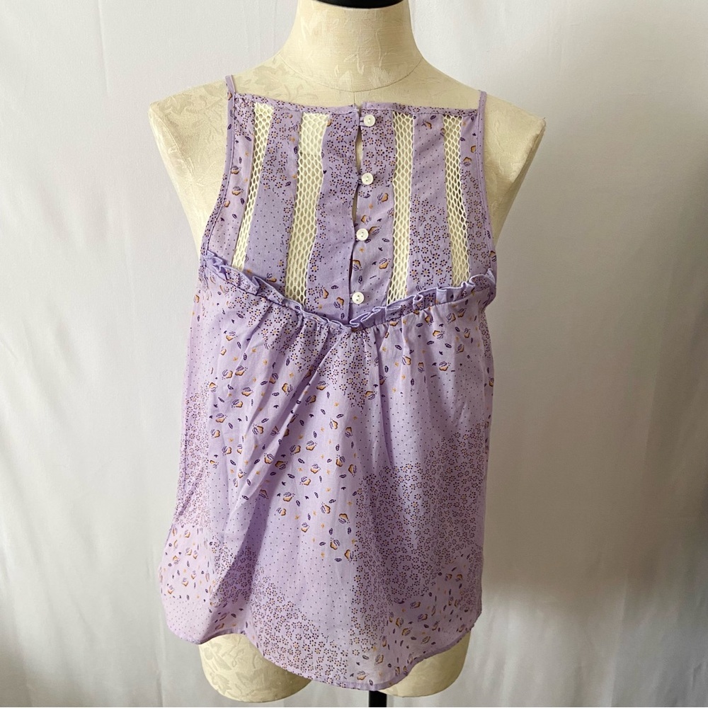 Maeve Anthropologie Martel lavender floral high neck blouse top shirt NWOT small